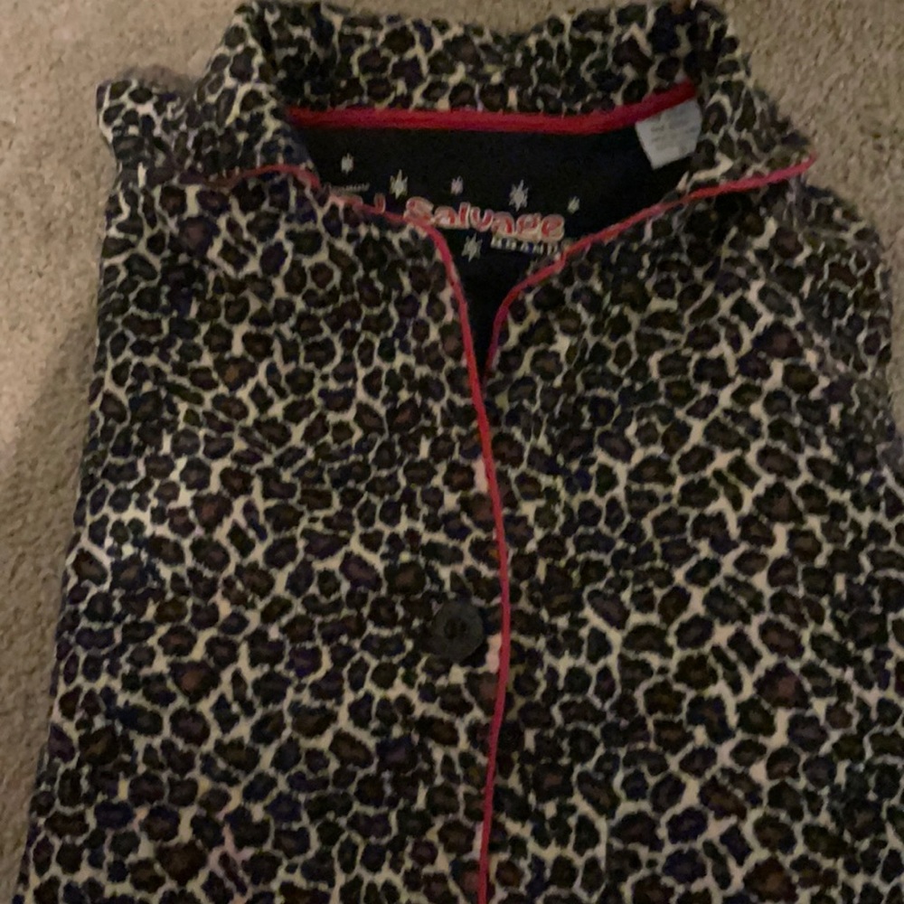 2 pieces button up flannel top & drawstring bottom